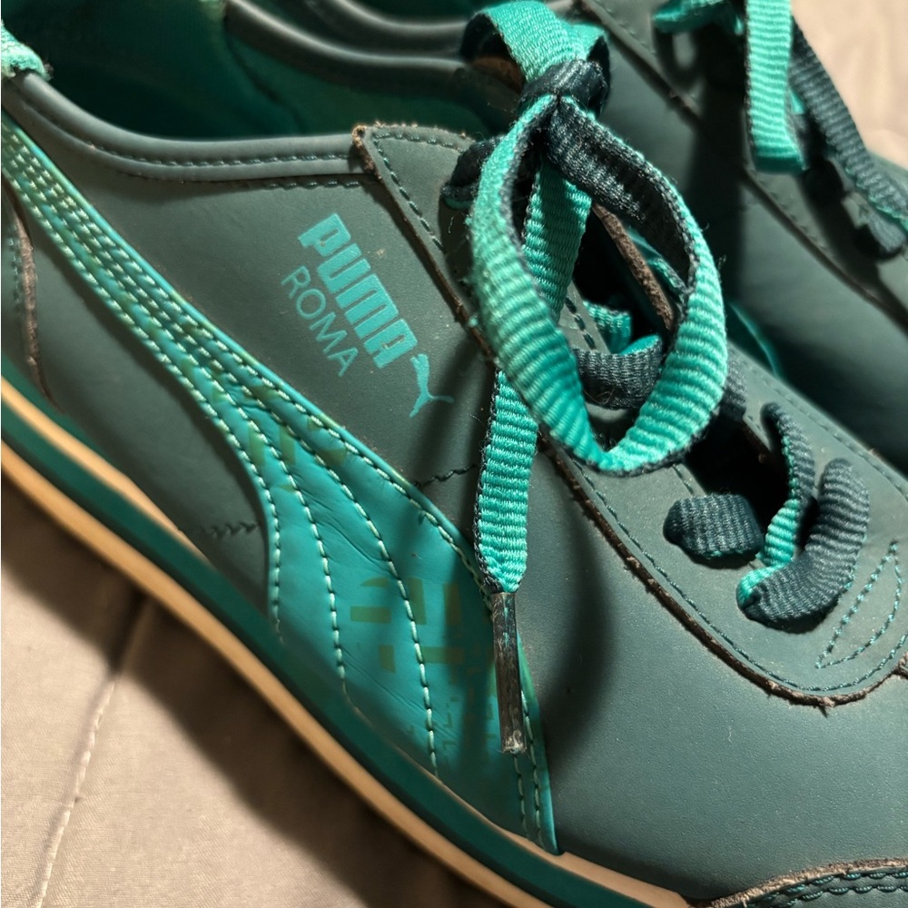 PUMA Roma Slim Stacked Green Platform Sneakers Womens Size 6 - Picture 8 of 9
